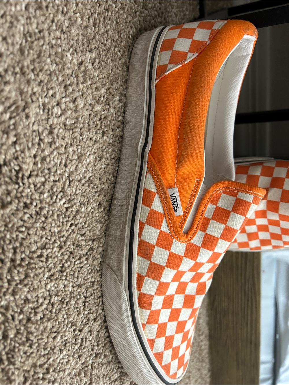 Vans Orange & White Checkerboard Slip-On Sneakers - Picture 8 of 9